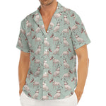 Laurel Green Bull Terrier Pattern Print Men's Deep V-Neck Shirt