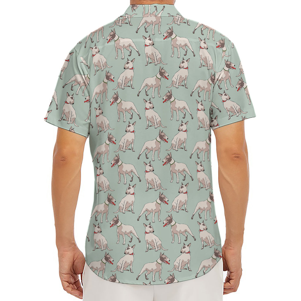 Laurel Green Bull Terrier Pattern Print Men's Deep V-Neck Shirt
