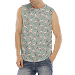 Laurel Green Bull Terrier Pattern Print Men's Fitness Tank Top