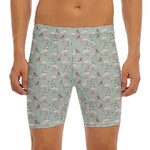 Laurel Green Bull Terrier Pattern Print Men's Long Boxer Briefs