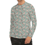 Laurel Green Bull Terrier Pattern Print Men's Long Sleeve Rash Guard