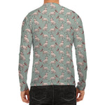 Laurel Green Bull Terrier Pattern Print Men's Long Sleeve Rash Guard
