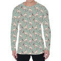 Laurel Green Bull Terrier Pattern Print Men's Long Sleeve T-Shirt