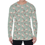 Laurel Green Bull Terrier Pattern Print Men's Long Sleeve T-Shirt