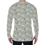 Laurel Green Bull Terrier Pattern Print Men's Long Sleeve T-Shirt