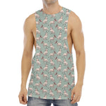 Laurel Green Bull Terrier Pattern Print Men's Muscle Tank Top
