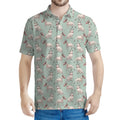 Laurel Green Bull Terrier Pattern Print Men's Polo Shirt