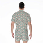 Laurel Green Bull Terrier Pattern Print Men's Rompers