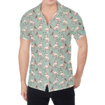 Laurel Green Bull Terrier Pattern Print Men's Shirt