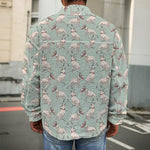 Laurel Green Bull Terrier Pattern Print Men's Shirt Jacket