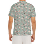 Laurel Green Bull Terrier Pattern Print Men's Short Sleeve Rash Guard