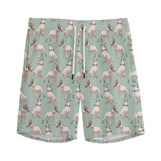 Laurel Green Bull Terrier Pattern Print Men's Sports Shorts