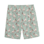 Laurel Green Bull Terrier Pattern Print Men's Sports Shorts