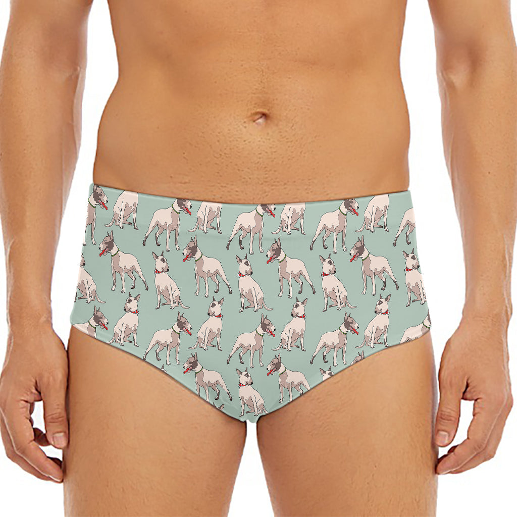 Laurel Green Bull Terrier Pattern Print Men's Triangle Swim Briefs