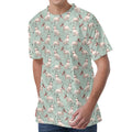 Laurel Green Bull Terrier Pattern Print Men's Velvet T-Shirt