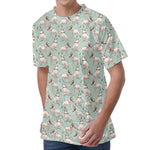 Laurel Green Bull Terrier Pattern Print Men's Velvet T-Shirt
