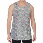 Laurel Green Bull Terrier Pattern Print Men's Velvet Tank Top