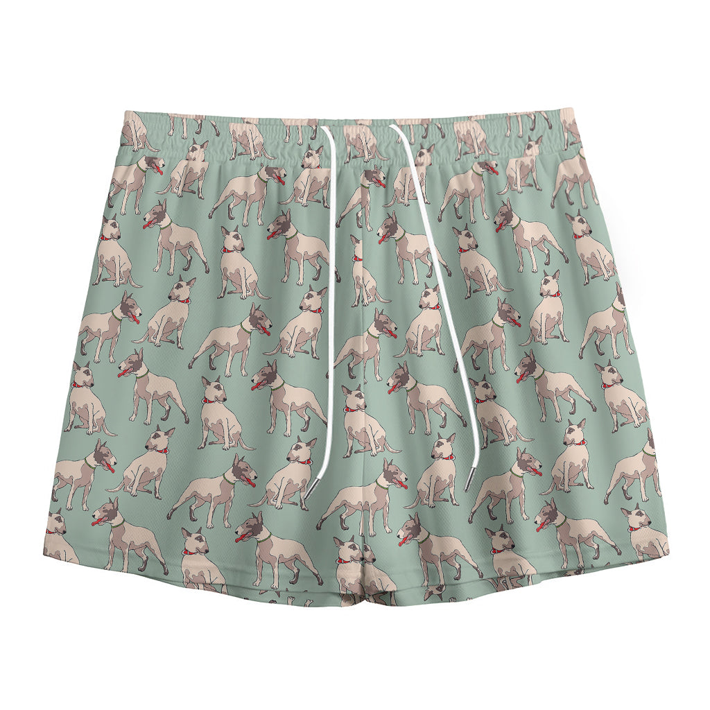 Laurel Green Bull Terrier Pattern Print Mesh Shorts
