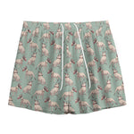 Laurel Green Bull Terrier Pattern Print Mesh Shorts