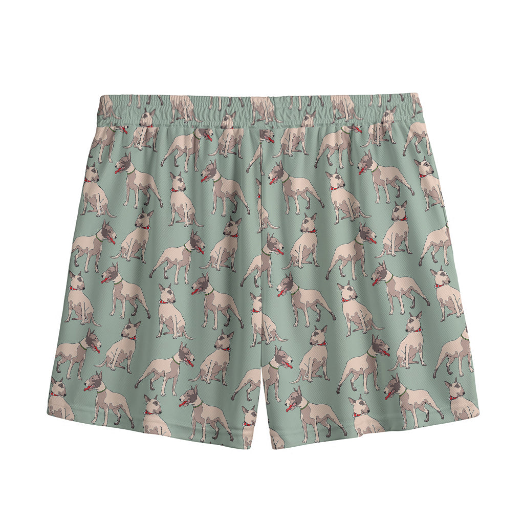 Laurel Green Bull Terrier Pattern Print Mesh Shorts