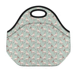 Laurel Green Bull Terrier Pattern Print Neoprene Lunch Bag