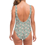 Laurel Green Bull Terrier Pattern Print One Piece Swimsuit
