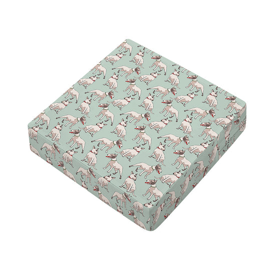 Laurel Green Bull Terrier Pattern Print Outdoor Seat Cushion Cover