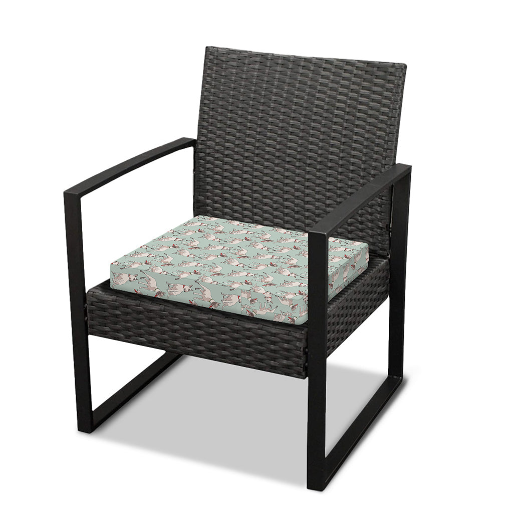 Laurel Green Bull Terrier Pattern Print Outdoor Seat Cushion Cover