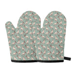 Laurel Green Bull Terrier Pattern Print Oven Mitts