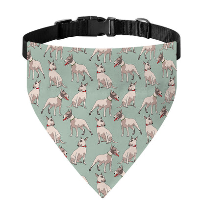 Laurel Green Bull Terrier Pattern Print Over The Collar Dog Bandana