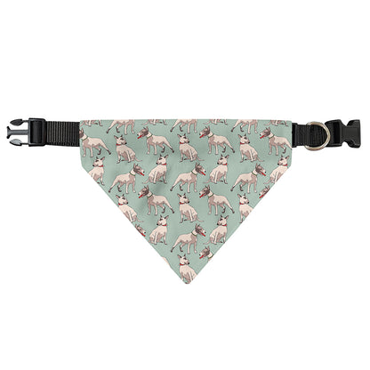 Laurel Green Bull Terrier Pattern Print Over The Collar Dog Bandana