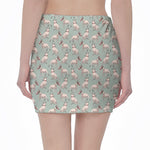 Laurel Green Bull Terrier Pattern Print Pencil Mini Skirt