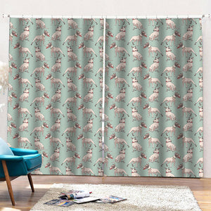 Laurel Green Bull Terrier Pattern Print Pencil Pleat Curtains