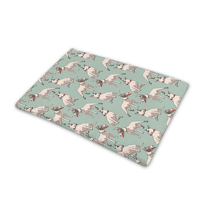 Laurel Green Bull Terrier Pattern Print Pet Cooling Mat Cover