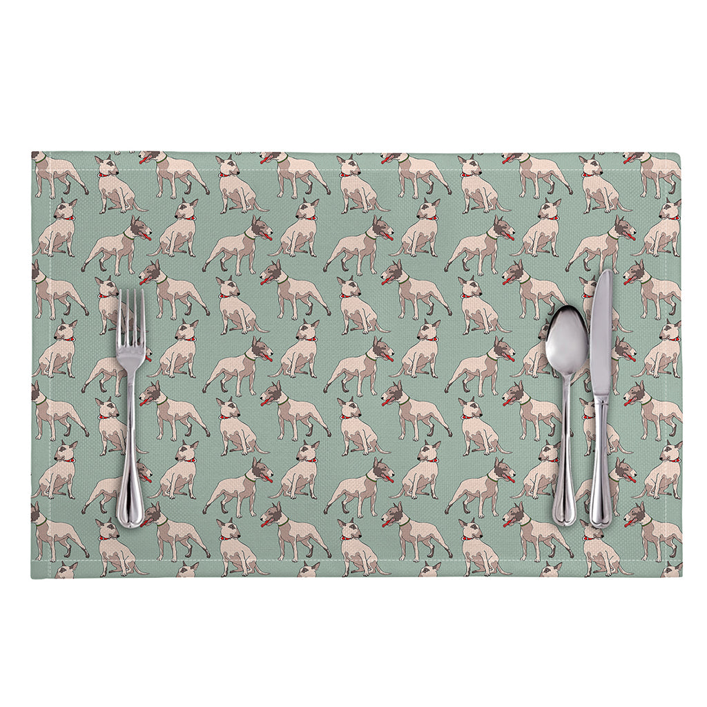 Laurel Green Bull Terrier Pattern Print Placemat