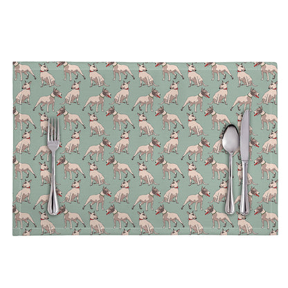 Laurel Green Bull Terrier Pattern Print Placemat