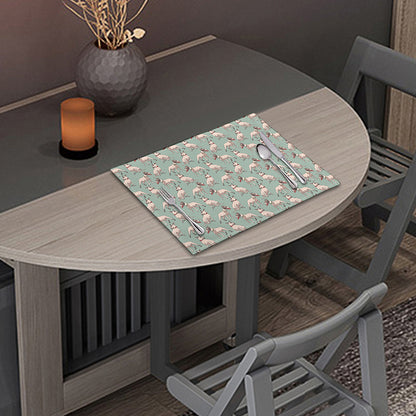 Laurel Green Bull Terrier Pattern Print Placemat