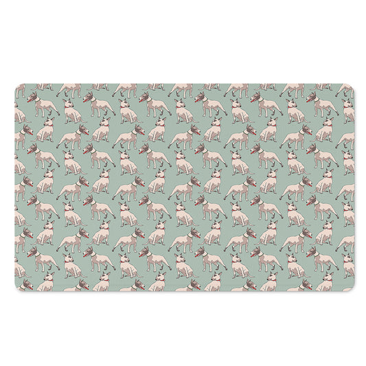 Laurel Green Bull Terrier Pattern Print Polyester Doormat