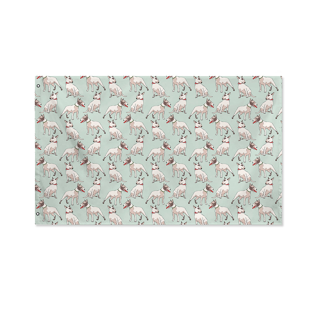 Laurel Green Bull Terrier Pattern Print Polyester Flag