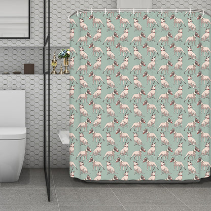 Laurel Green Bull Terrier Pattern Print Polyester Shower Curtain