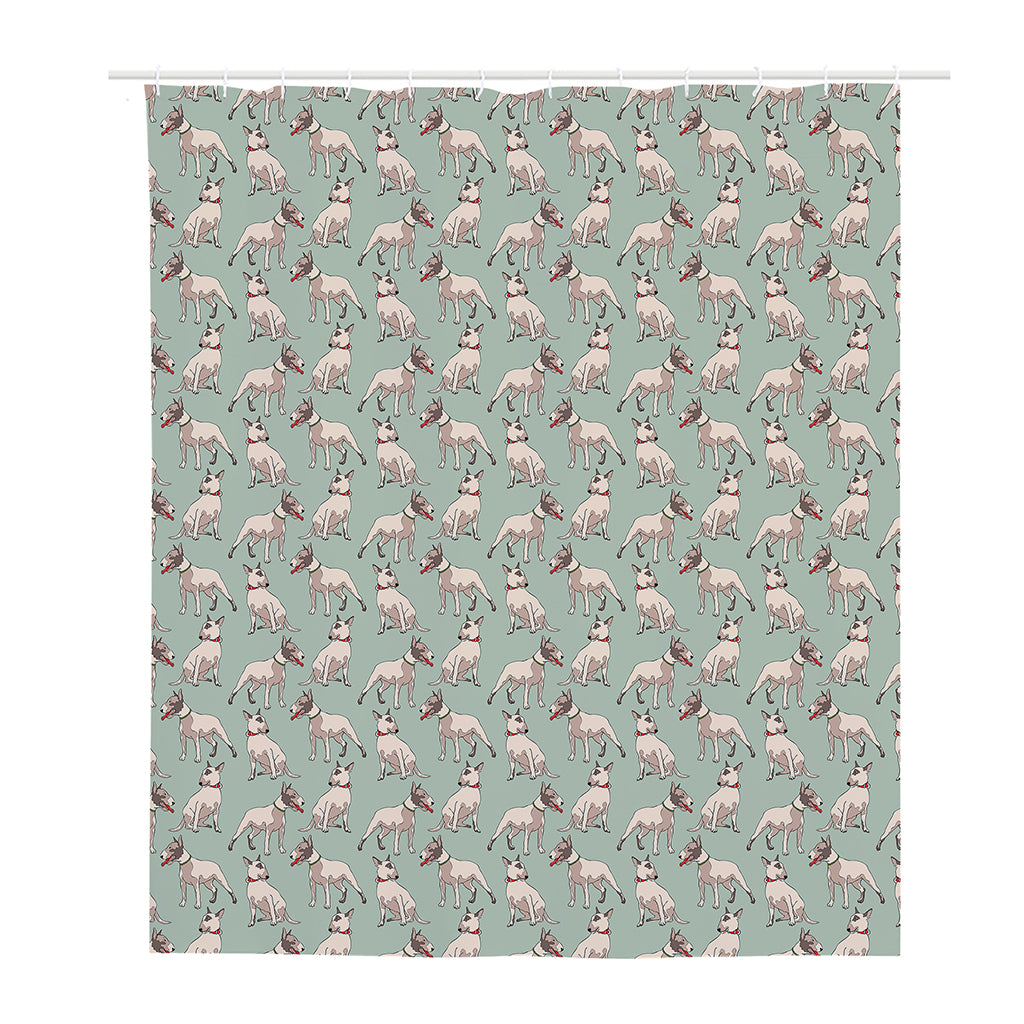 Laurel Green Bull Terrier Pattern Print Polyester Shower Curtain