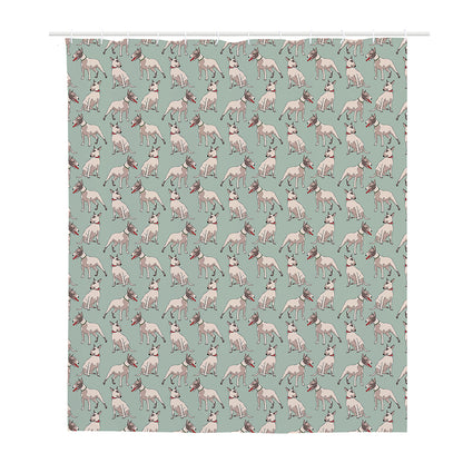 Laurel Green Bull Terrier Pattern Print Polyester Shower Curtain