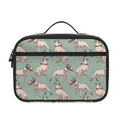 Laurel Green Bull Terrier Pattern Print Portable Lunch Bag