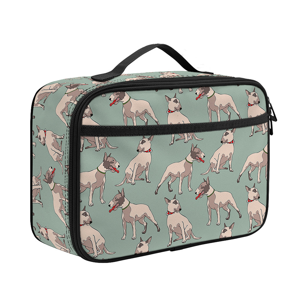 Laurel Green Bull Terrier Pattern Print Portable Lunch Bag