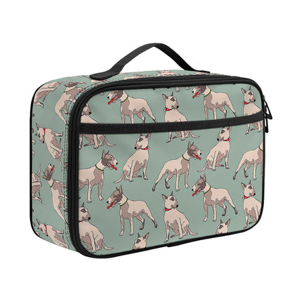 Laurel Green Bull Terrier Pattern Print Portable Lunch Bag