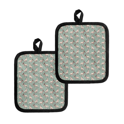 Laurel Green Bull Terrier Pattern Print Pot Holders