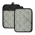 Laurel Green Bull Terrier Pattern Print Pot Holders With Pocket