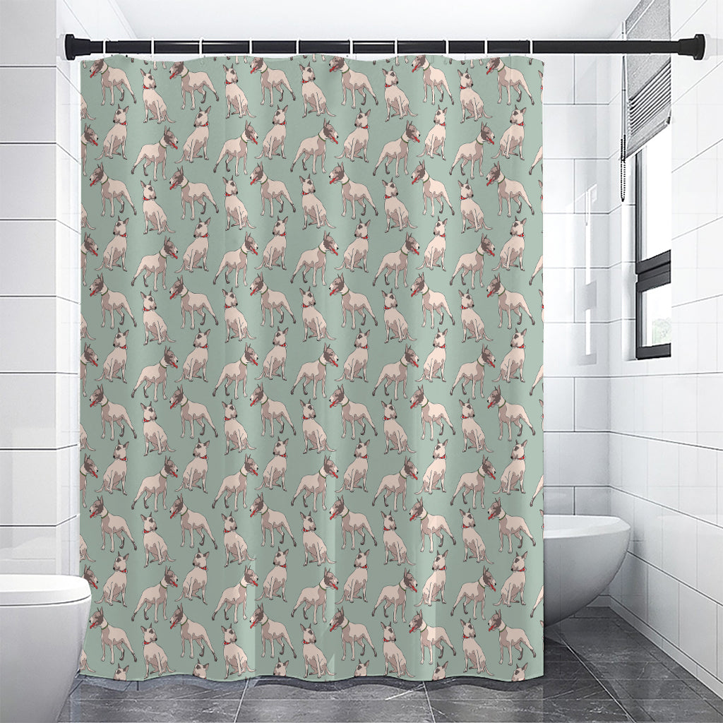 Laurel Green Bull Terrier Pattern Print Premium Shower Curtain