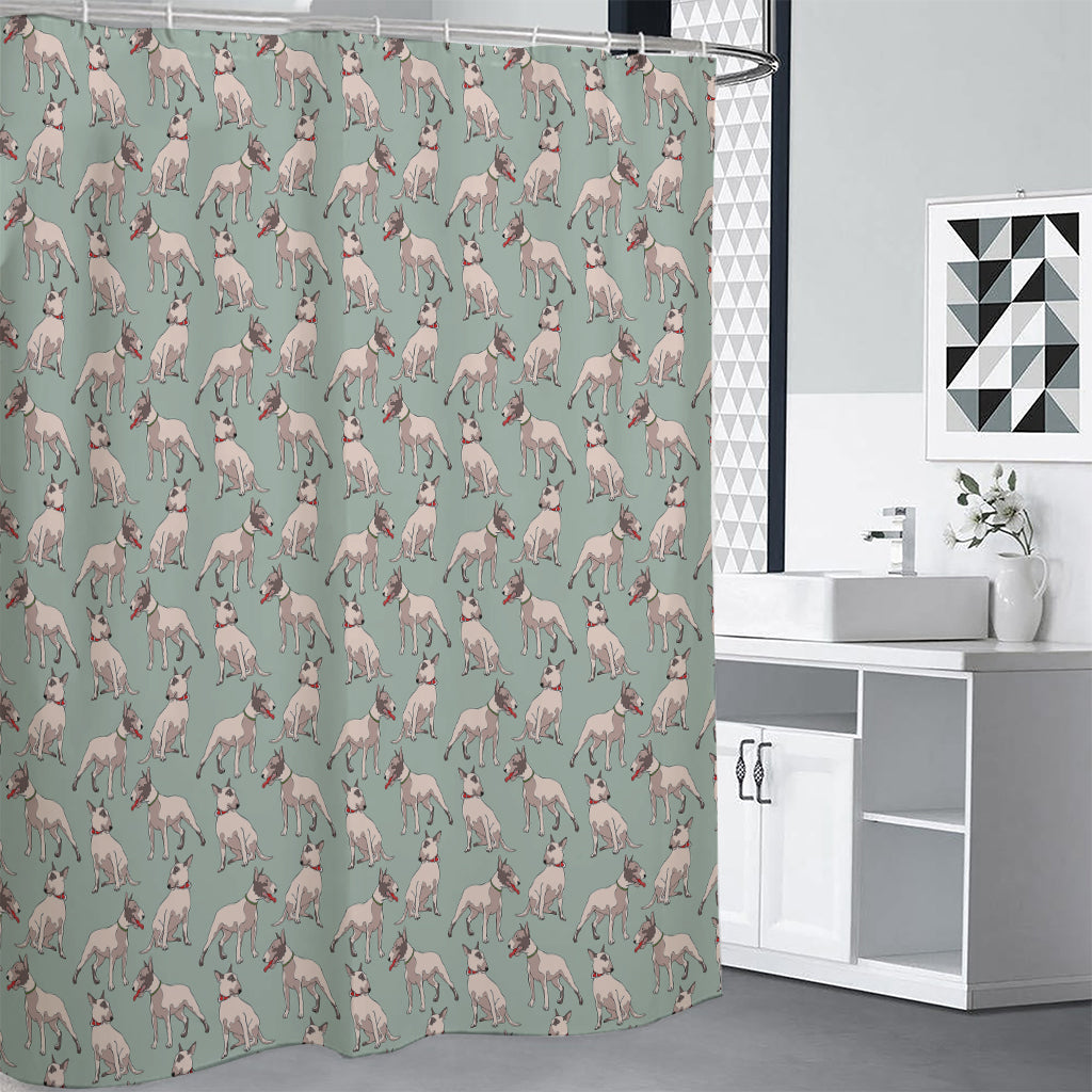 Laurel Green Bull Terrier Pattern Print Premium Shower Curtain