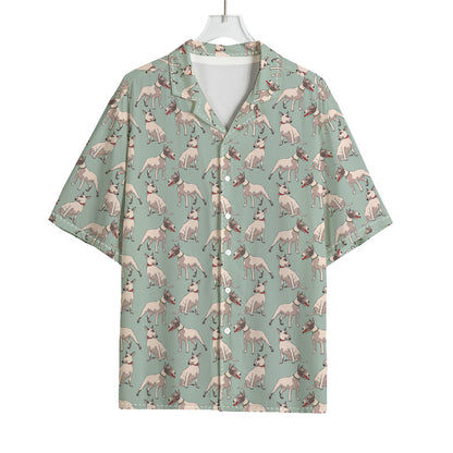 Laurel Green Bull Terrier Pattern Print Rayon Hawaiian Shirt